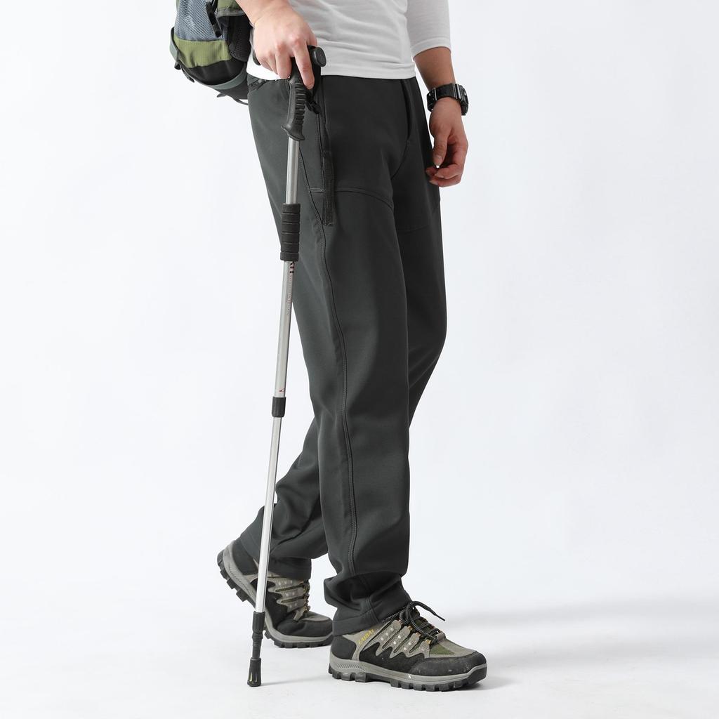 Men's Fleece-Lined Softshell Hiking Pants - Windproof, Warm, and Wear-Resistant for Outdoor Use