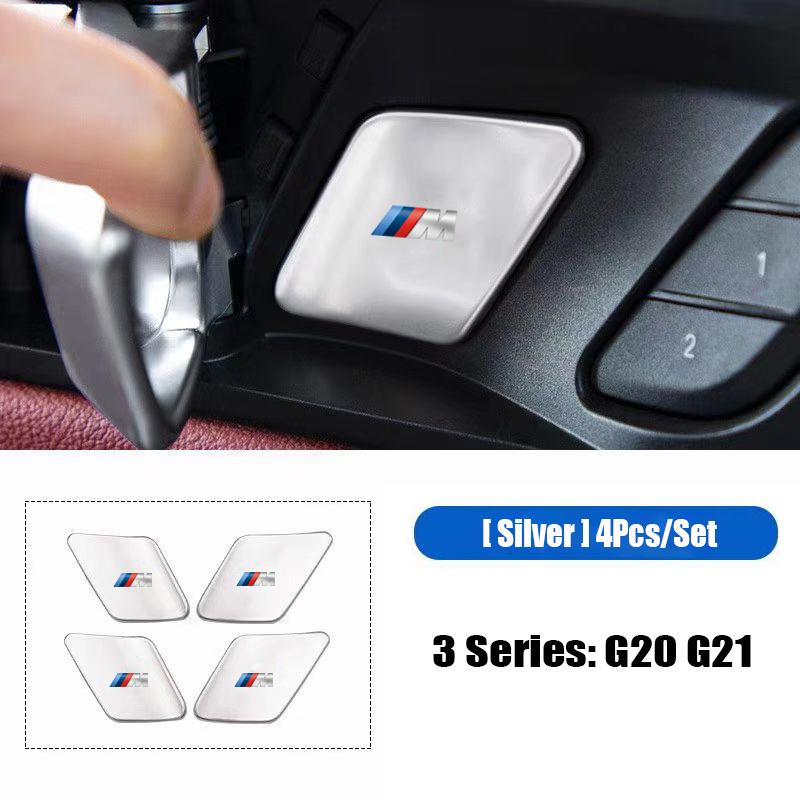 LGFHR1 2026 Car Sticker 4Pcs Car Inner Door Bowl Stainless Steel Protection Cover Stickers For BMW M E46 E90 E60 F30 F10 E39 E36 F20 G3