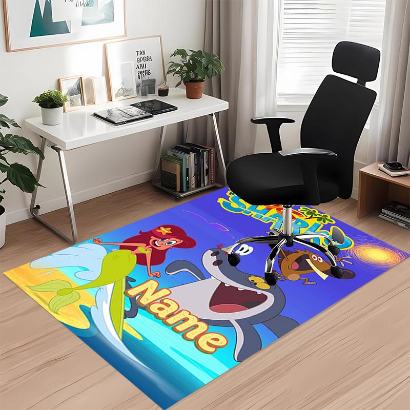 Custom Name Zig Sharko Printed Carpet Rug For Office Chair Living Room Bedroom Kitchen Room Decor Gifts