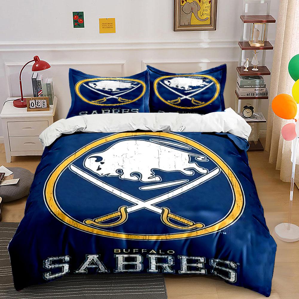 Blaues Buffalo Sabres Bettwäsche-Set Bettwäsche Bettbezug-Set Bettbezug Kissenbezüge (1 * Bettbezug 2 * Kissenbezüge, ohne Bettdecke)