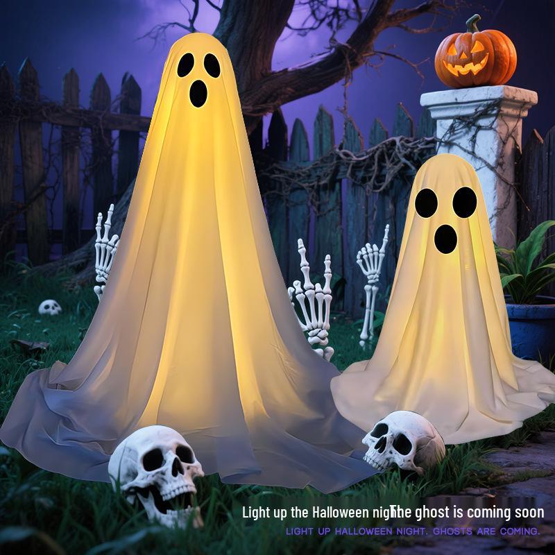 LED Ghost Hanging Cloth String Lights - Halloween Horror Indoor Decoration