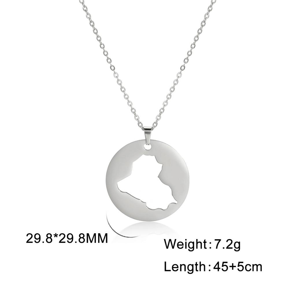 Republic Of Iraq Map With Cities Name Pendant Necklaces Stainless Steel Vintage Geometric Country Ethnic Jewelry Gifts