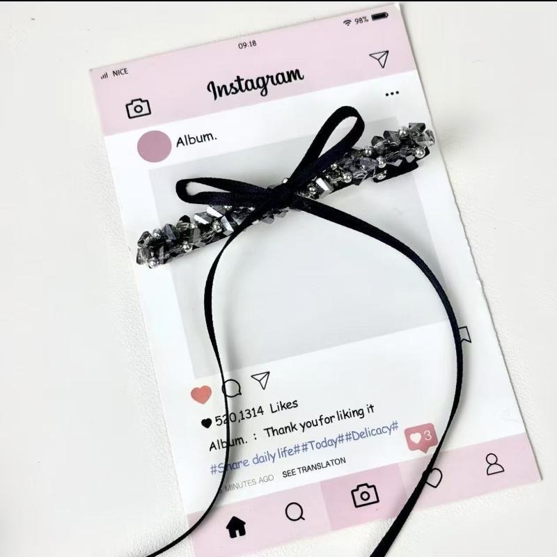 Shiny Crystal Ribbon Bow Hair Clip Fashion Anti-slip Duckbill Clip for Bangs Side Hair Women Party Bridal Hair Accessory B