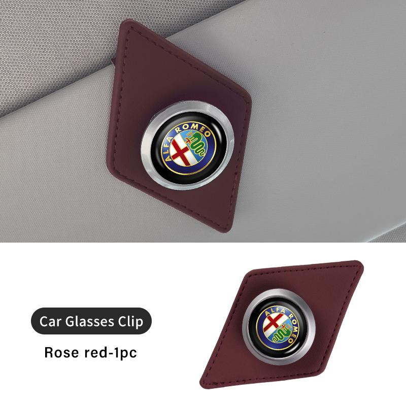 CURN4 Leather Car Glasses Holder Sun Visor Clip Card Ticket Organizer For Alfa Romeo 159 Giulietta 156 147 Giulia Mito GT Stelvio