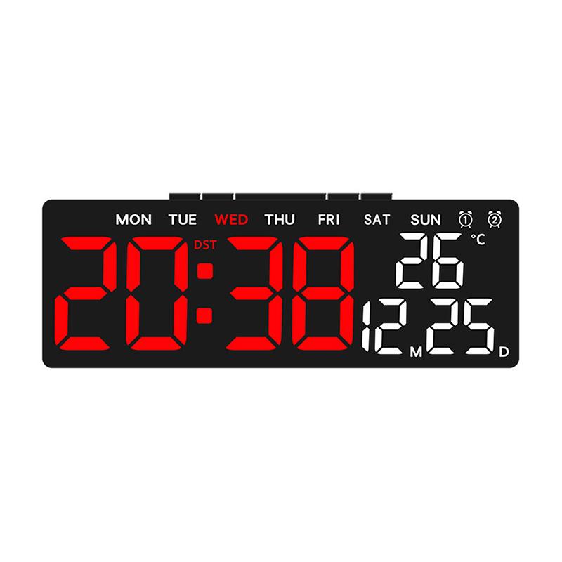 

Digital Wall Clocks Led Alarm Clock Large Display Table Clock Wall-Mounted Multi-Functional Temperature Date Calendar Home красный