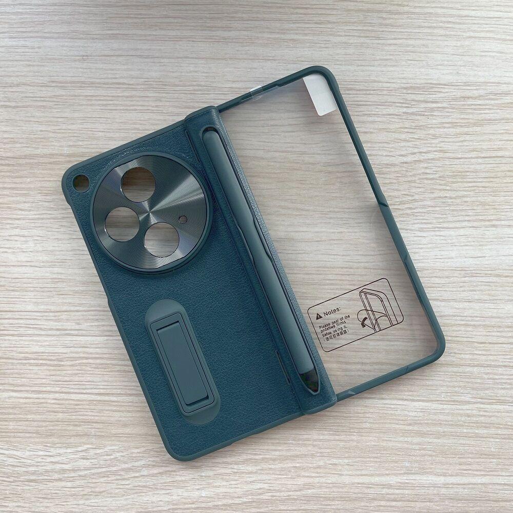 For OPPO Find N3 Case Premium Leather Hinge Kickstand+Screen Protector Stylus Pen Folding Lens Protection Cover For OnePlus Open