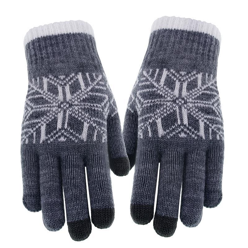 Winter Snowflake Fingerless Touchscreen Gloves Knitted Warm Outdoor Riding