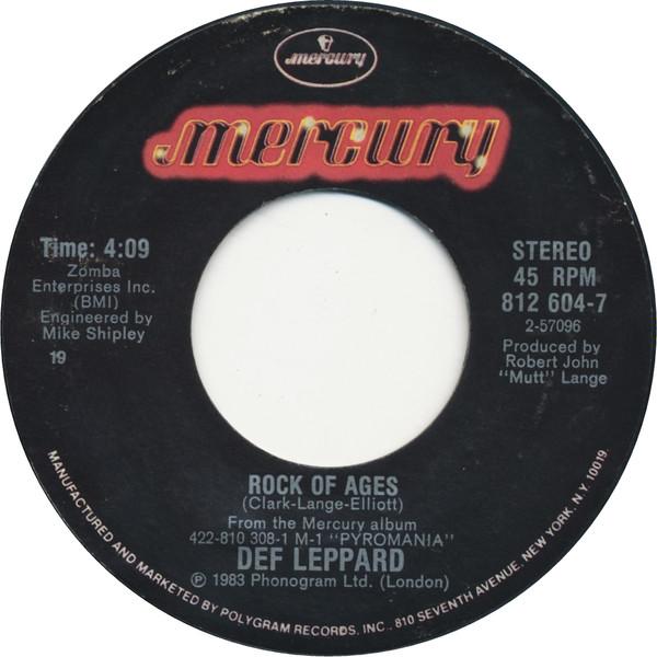 

7-дюймовая пластинка DEF LEPPARD - Rock Of Ages 8126047 Mercury 1983 США Рок Б/У