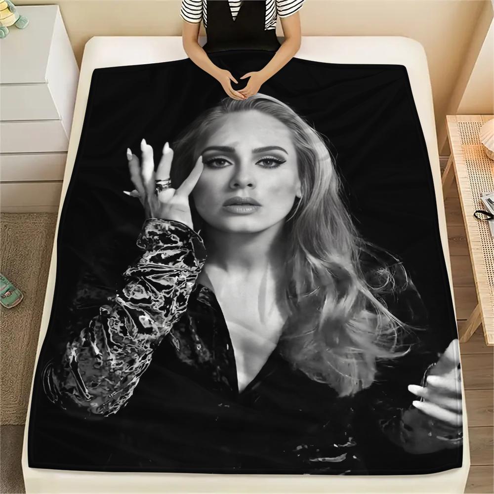 1PC Adele Print Flannel Blanket, High quality All Seasons, Home Decor, Warmth and Comfort, Perfect for Christmas Gifts