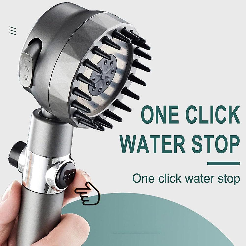 Multi-Functional One-Button Adjustment High Pressure Massage Shower Head 1.5m Hose Hole Free Bracket