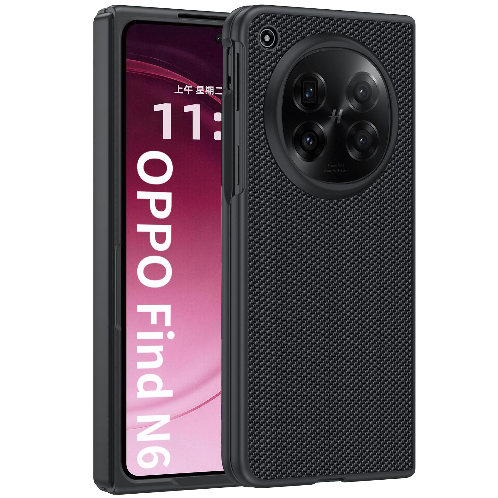 Applicable to OPPOFindN6 mobile phone case Carbon fiber Kevlar pattern OnePlusFindN5 new protective leather case OPPOFindN6