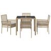 Garden Dining Set 5 pcs Beige Poly Rattan
