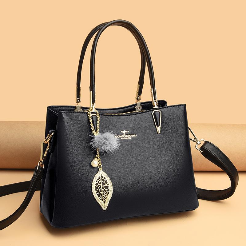 

Мягкая кожаная сумка женская модная сумка для мамы среднего возраста женская сумка-мессенджер чёрный