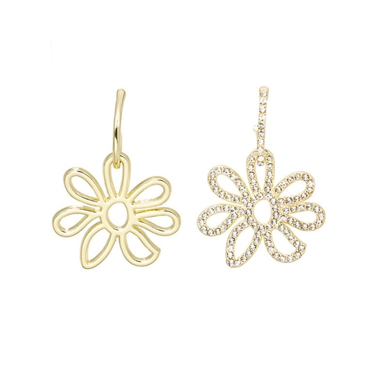 Asymmetric Dangle Earrings Unique Hollow Flower Drop Earrings Statement Jewelry Fashion Simple Small Hoop Earrings