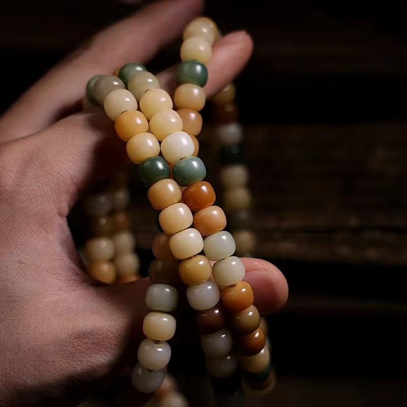 Bodhi Seed Ethnic Multi-Treasure Candy Beads Bracelet - Multi-Strand 108 Buddhist Prayer Beads Bracelet