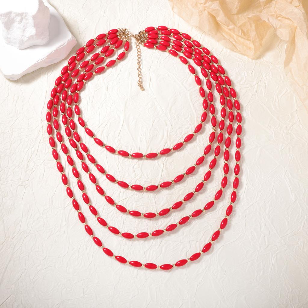 Personality Trend Retro Style Multi-layer Stacked Beaded Necklace Bohemian Fashion Niche Women's Models