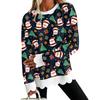 Women's Christmas Print Crewneck Sweatshirt with Scalloped Wavy Hem Long Sleeve Pullover Top for Holiday Casual Wear
