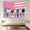 Tenture Drapeau Américain Rose Stray Kids Impression Plate Décoration Murale Casual Photo de Groupe KPop SKZ Chambre de Fan Bannière pour Chambre à Coucher