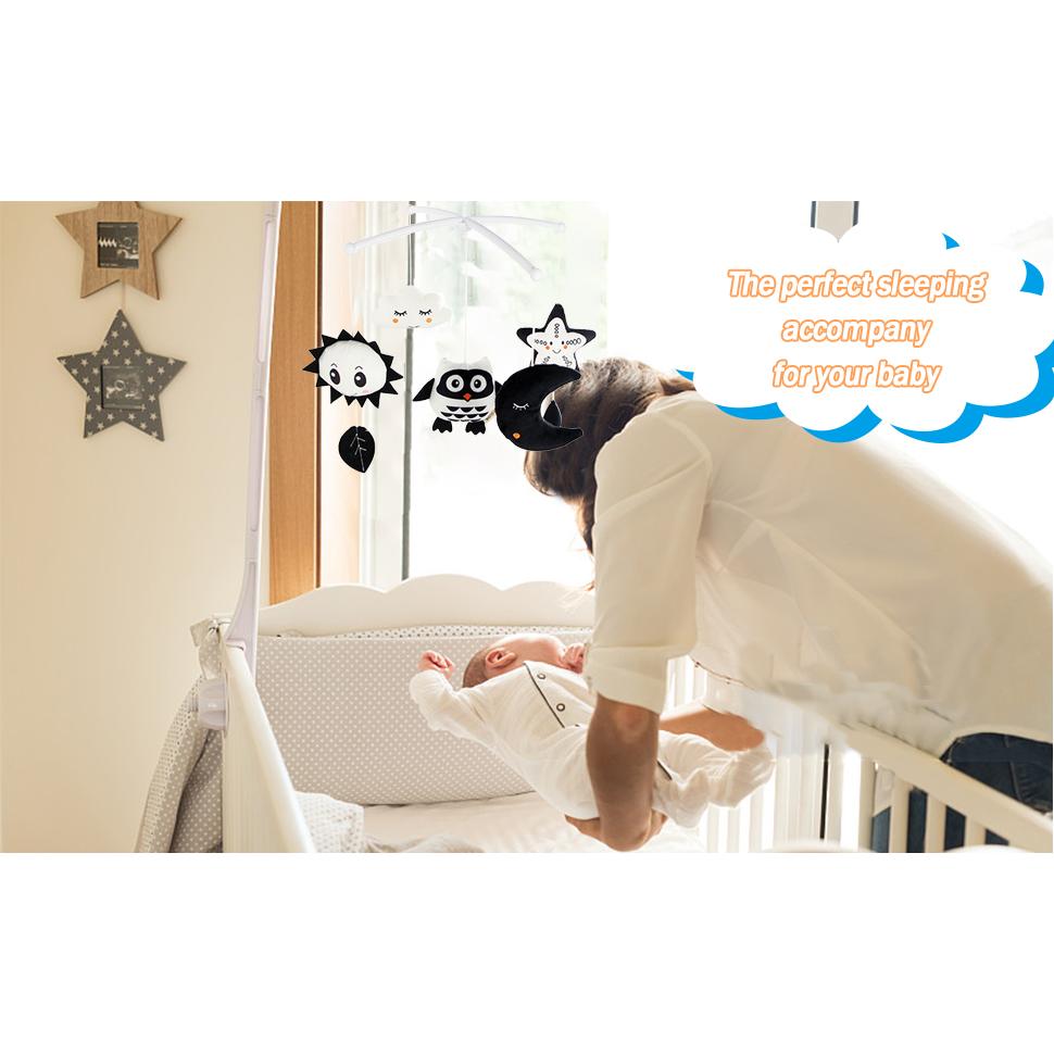 Baby Crib Mobile for Crib with Hanging Rotating Toys, Nursery Mobile with Music Box, Black and White Mobile for Baby Newborns 0-24 Months