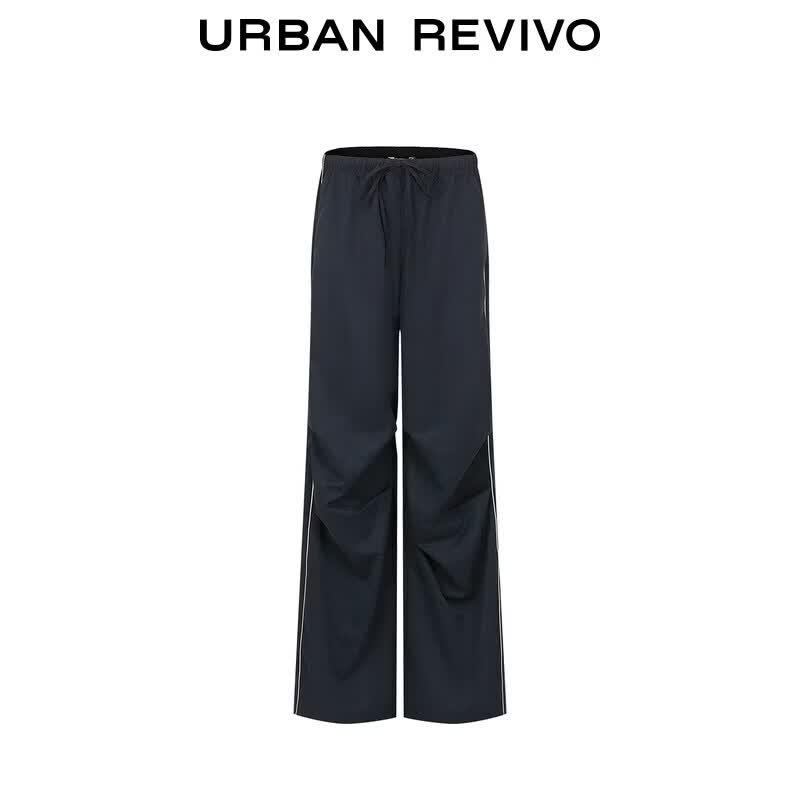 UR2026 Women's Color-Block Pleated Wide-Leg Pants