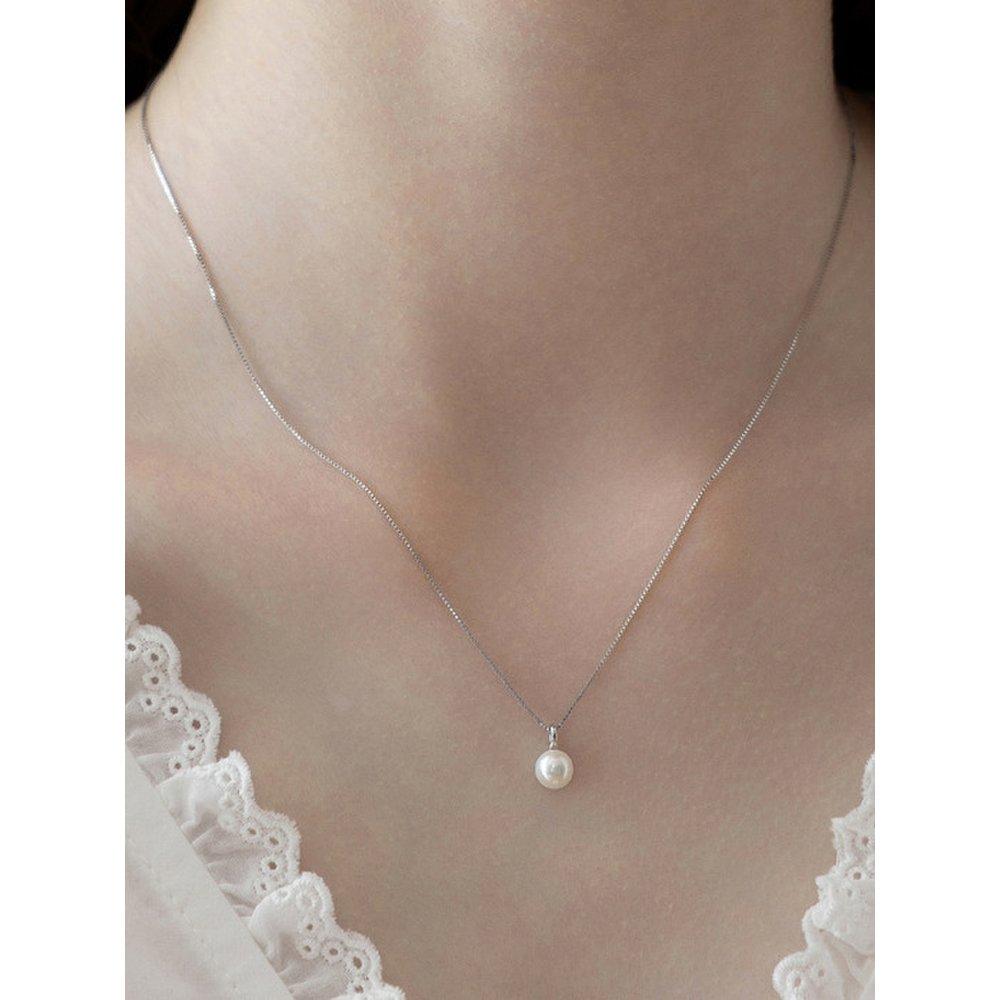 (925 Silver) One-Point Freshwater Pearl Pendant Necklace Nz2494