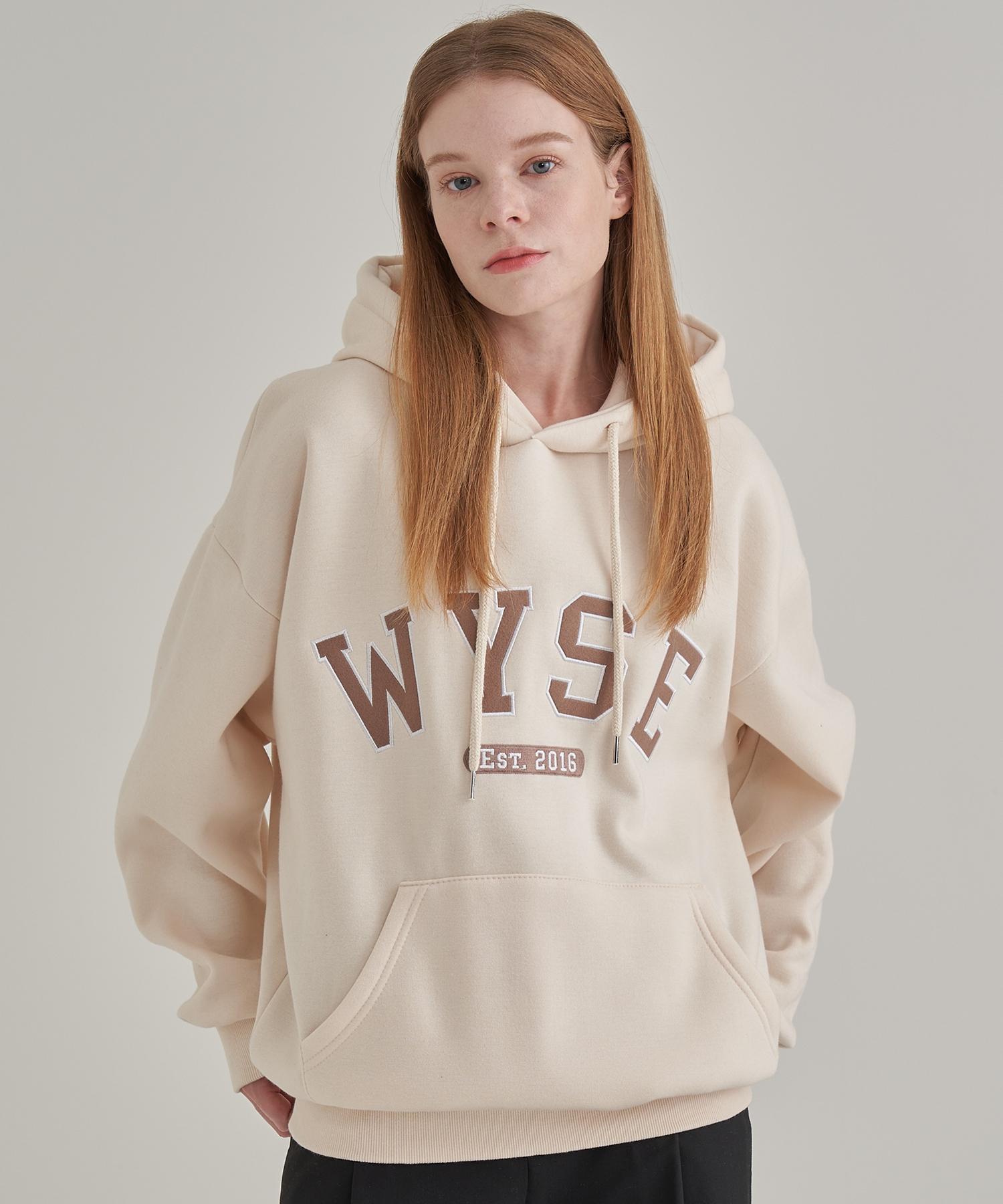 Wise Basic College Logo Hoodie Cream Free (Fleece-Lined)