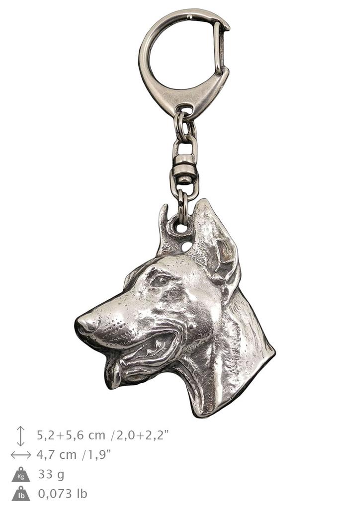 Dobermann, Doberman Pinscher, Dobie I - Silver-plated Key Ring with Dog, Handbag Decoration, Backpack Pendant by Art-Dog Brand