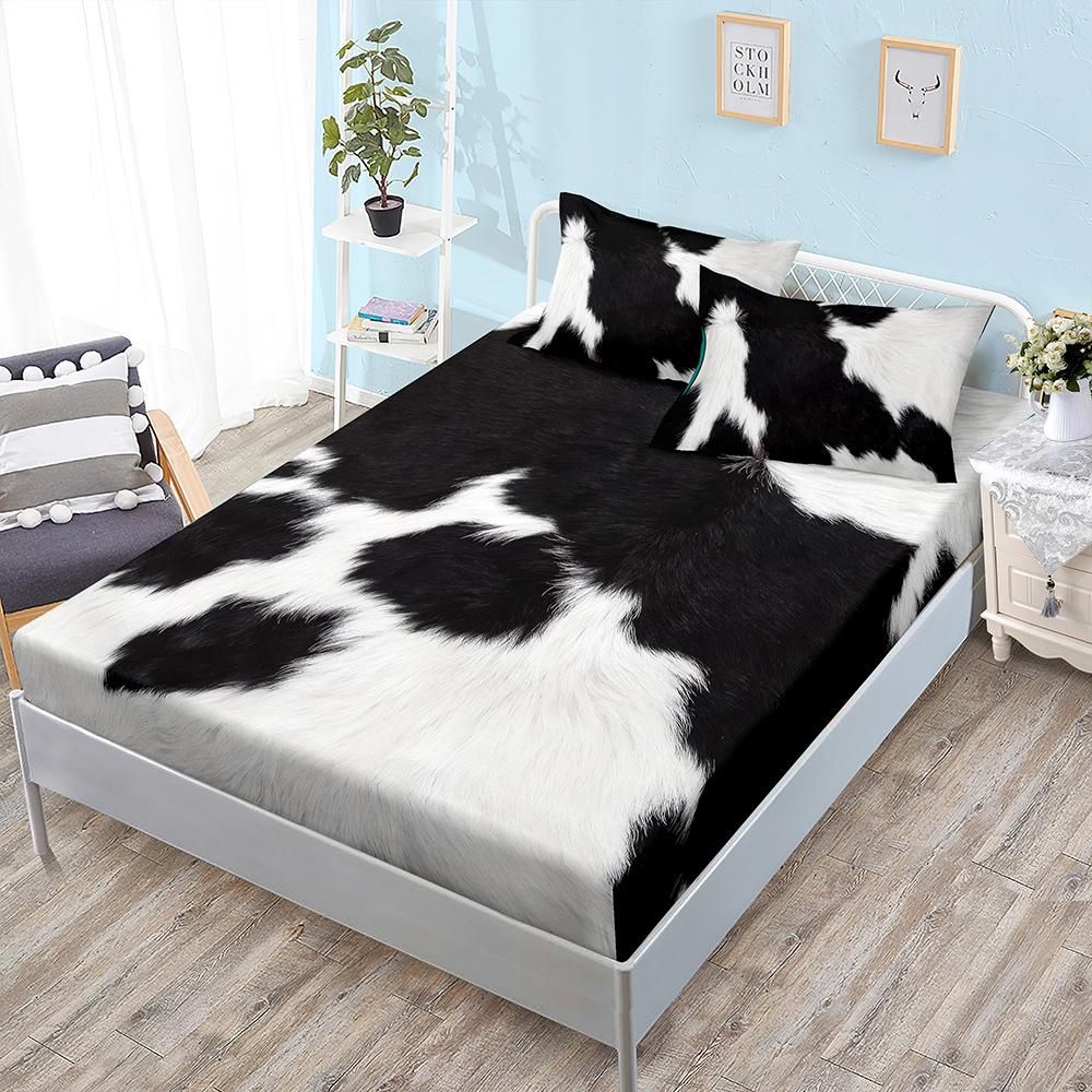 Animal Fur Texture Bed Hat Three-Piece Bed Cover Pillowcase Mattress Protective Cover