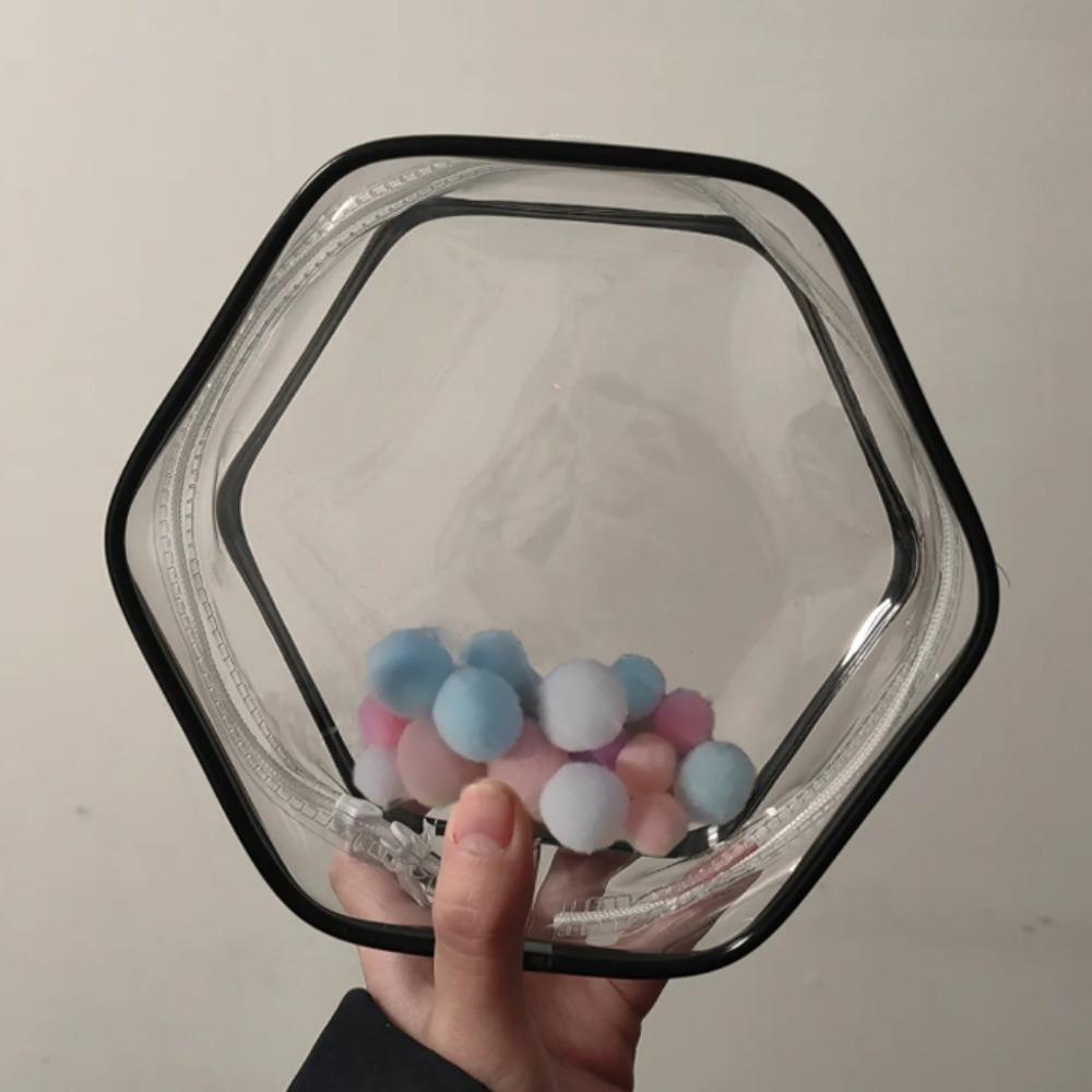 

Clear Cotton Doll Outing Bag Hexagonal Cotton Doll Display Bag Organizer Box чорний