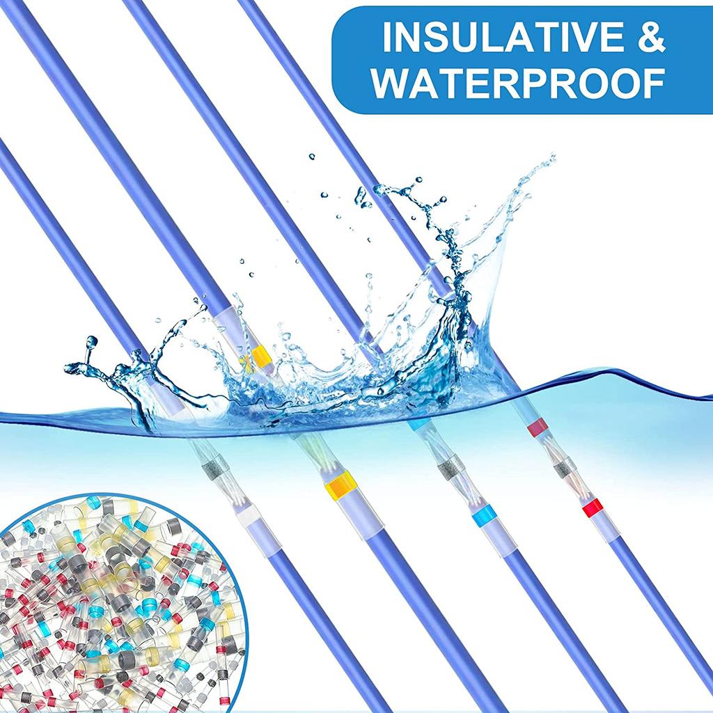 100pcs Waterproof Solder Seal Heat Shrink Butt Wire Connectors Terminals Electrical Copper with a Soldering Sleeve