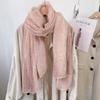 180*90cm Cotton Linen Fashion Scarf with Lace Trim, Four Season Scarf Shawl Beach Gauze,Long Lightweight Travel scarf