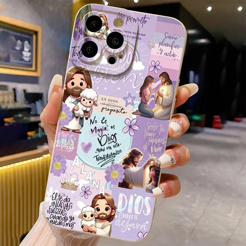 Religious Colorful Painted Phone Case for iPhone 17 AIR 16 15 14 13 12 11 PRO MAX XSMAX XR 7 8 PLUS Y2K Camera Protection Cover