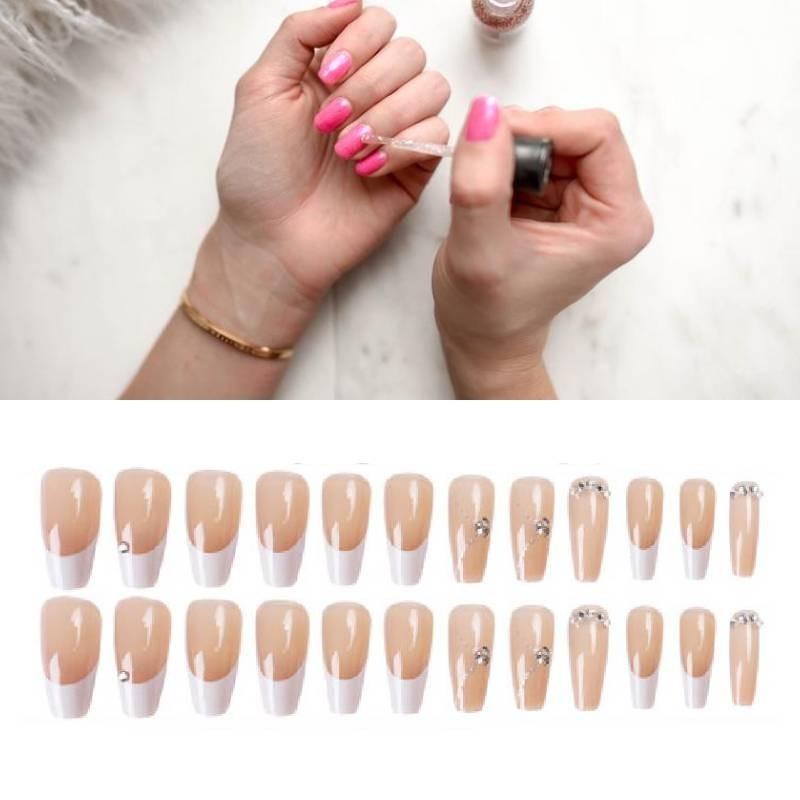 French Glass Heart Nail Sticker Milky White Jelly Gel Starry Design