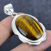 Natural Tiger Eye Gemstone 925 Sterling Silver Jewelry Pendant 2.05" D7N29