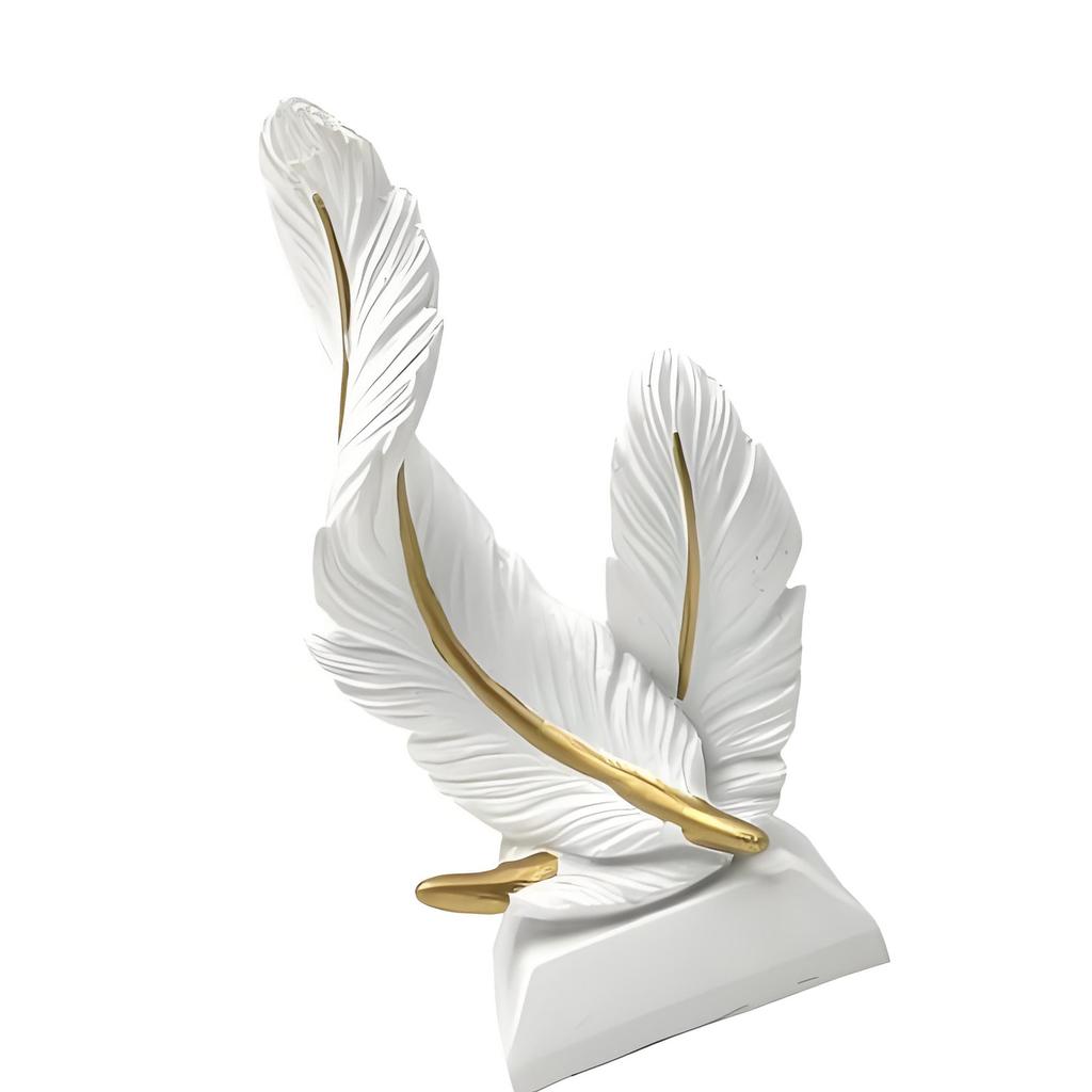 Ornamenti Piumati Eleganti per l'Ingresso Scultura Astratta in Resina con Base per Tavolino Ufficio Decorazione per la Casa