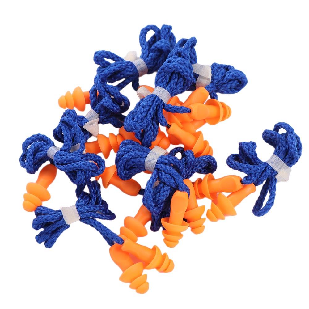 10PCS Corded Silicone Noise Earplug Tapered Ear Plugs Swimming Insulation Earplug  Sleep Aid