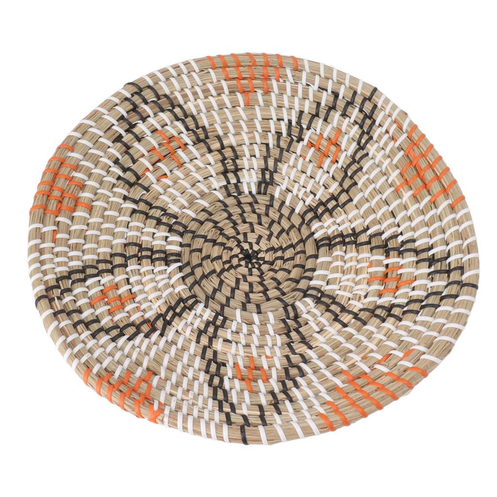 Woven Wall Basket Decor Handcrafted Seagrass Hanging Baskets Multifunction Woven Insulation Pad for Living Room Kitchen