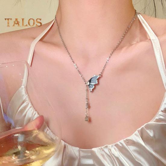 Dame Halskjede Kobber Sommerfugl Anheng Dusk Cubic Zirconia Elektrobelagt Justerbar Lengde Ball Party Halskjede Hals Smykker