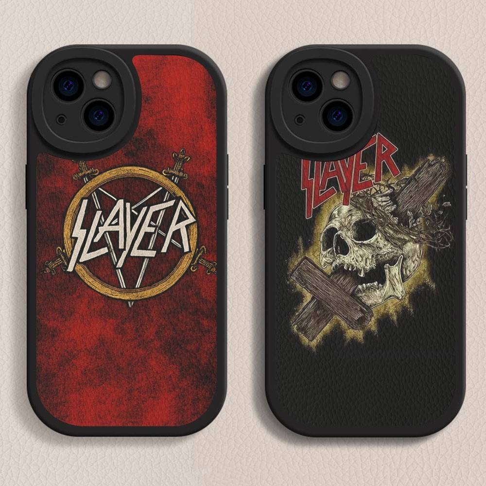 1pc Heavy Metal S-slayer Band Phone Case Hard Leather For IPhone 16 15 14 13 12 Mini 11 14 Pro Max Xs X Xr 7 8 Plus Fundas