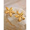Eetit Trending Stainless Steel Metal Flower Stud Earrings for Women Prevent Allergy Metal Daily Summer Jewelry Accessories