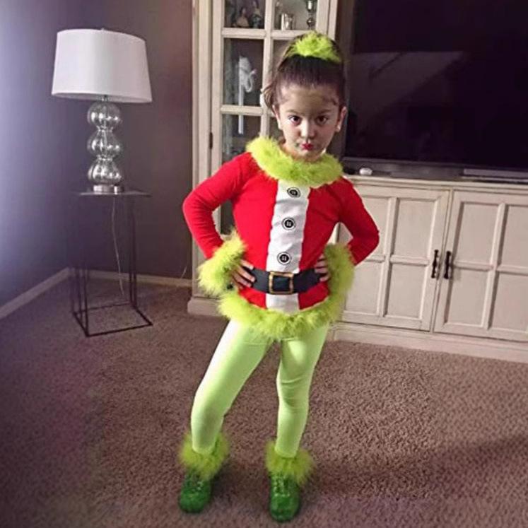 New Green Hair Monster Costume Grinch Children's Clothing Performance Clothing Fashion Show