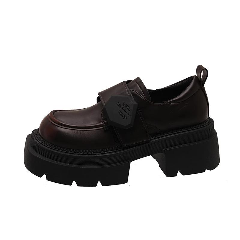 

Leather small leather shoes women s spring new thick heel platform muffin single shoes Mary Jane shoes high heels 40