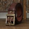 Men's Leather Belt Thickening Bolding Vegetable Tanned Full-Grain Leather Cowhide Brass Buckle Retro Genuine Leather Fashion