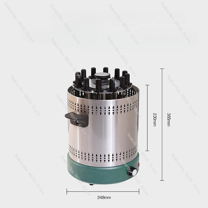 12-Skewer Automatic Rotating Electric Grill,Smoke-Free Home BBQ Machine,Compact Kebab Roaster for Lamb,Chicken,and Vegetables