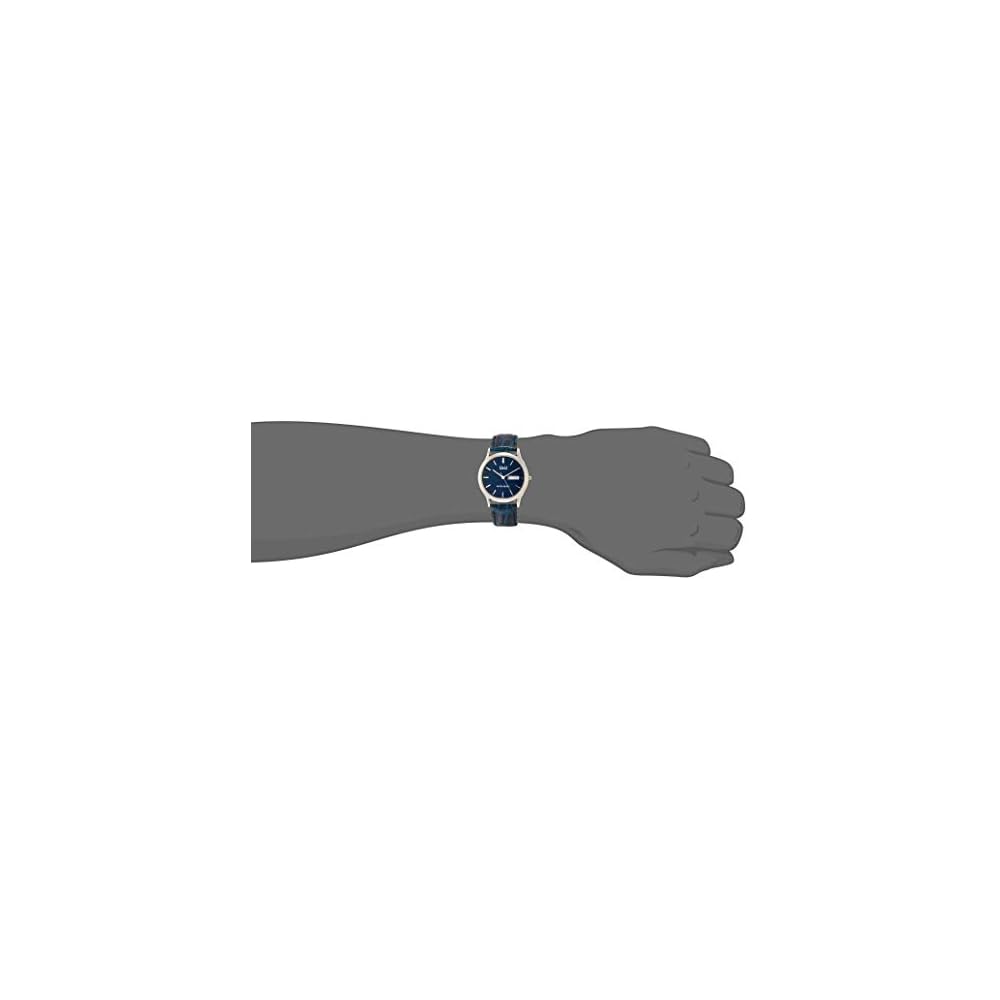 Citizen Q&Q Analog Waterproof Watch Date Day Leather Strap A204-302 Men's Navy