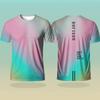 Gradient Pattern 3D Printed T-shirt Men Fashionable Comfortable Breathable Soft Round Neck Casual Sports Running Short Sleeves T-shirt