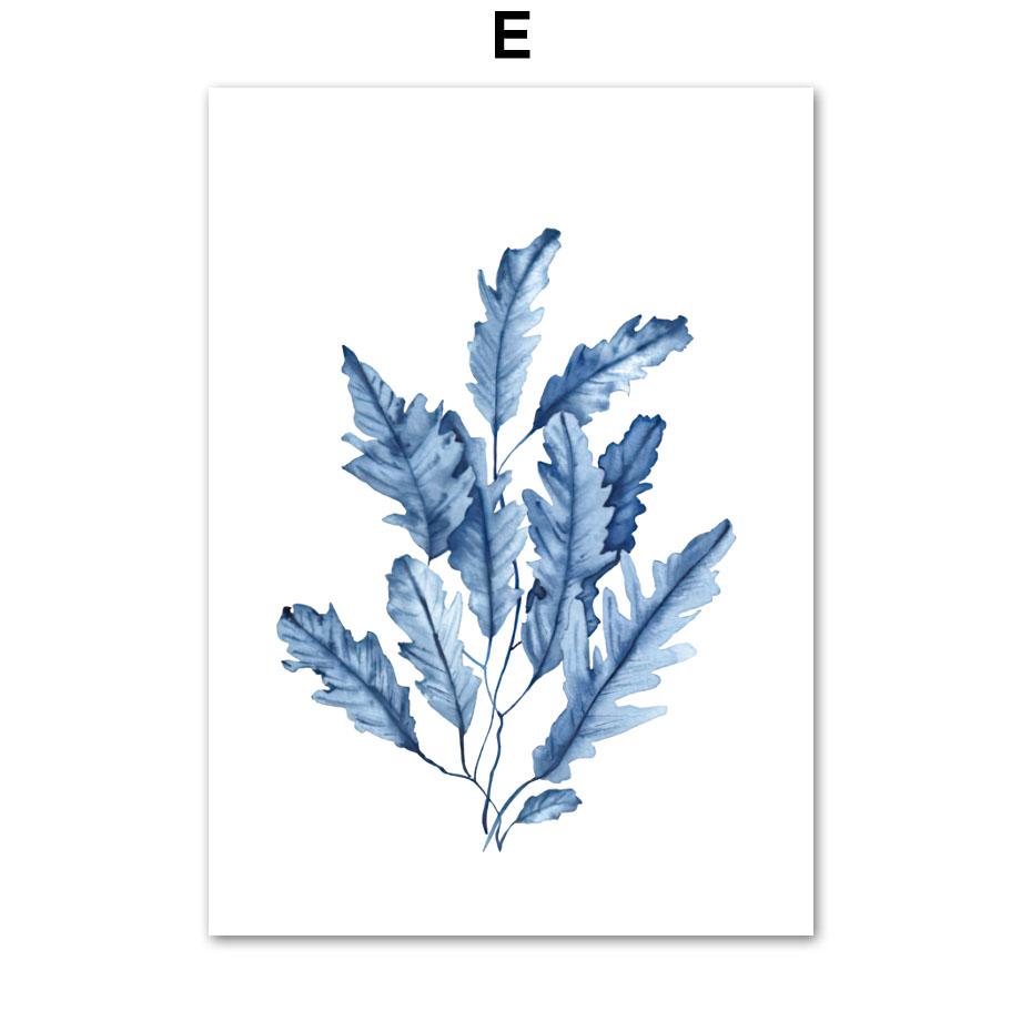 Marineblaue Koralle, Algen, Muschel, Seepferdchen, Hummer, Krabbe, Seestern, Poster, Wandkunst, Druck, Leinwand, Malerei, Dekor, Bilder für Wohnzimmer