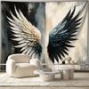 Black And White Angel Wings Wall Tapestry, Dramatic Fantasy Art, Symbol Of Light & Darkness For Home Decor