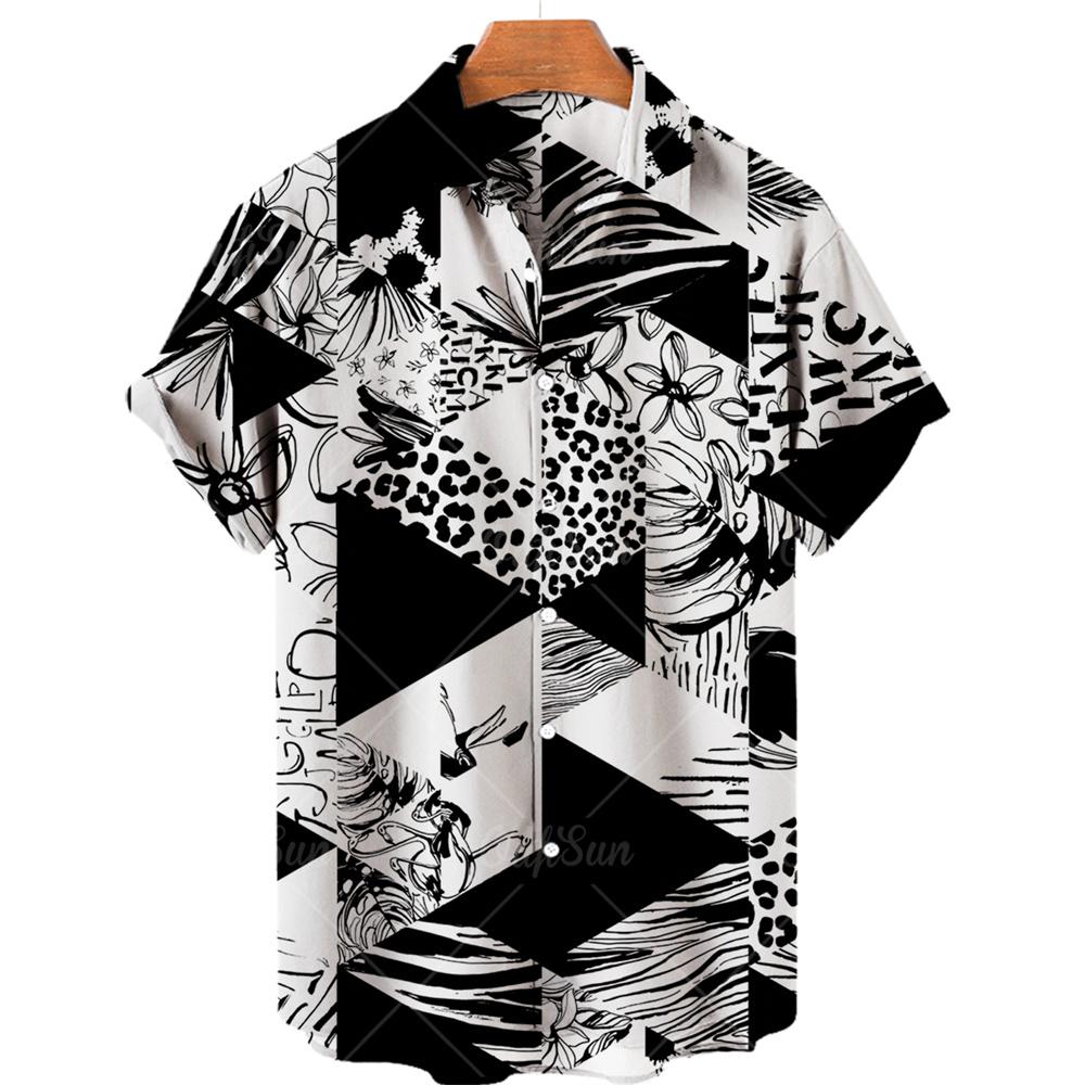 Summer Hawaiian Beach Casual Shirt 3D Pattern T-shirt Retro Short Sleeve Vacation Outdoor Men's and Women's Shirt