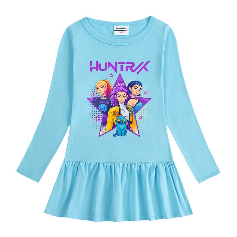 Girls Kpop Rumi Zoey Mira Hunters Print Regular Pleat Mesh Dress